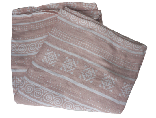 The pink batik muslin swaddle is designed in house by our own Hmong female designer. This unique design is custom made and can't be found anywhere else.