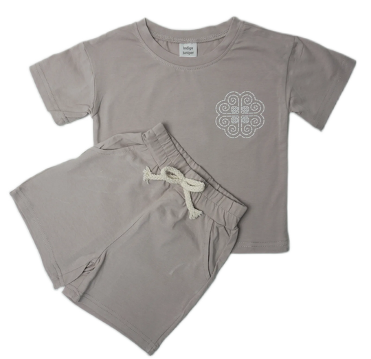 Taupe Hmong Logo Shirt and shorts