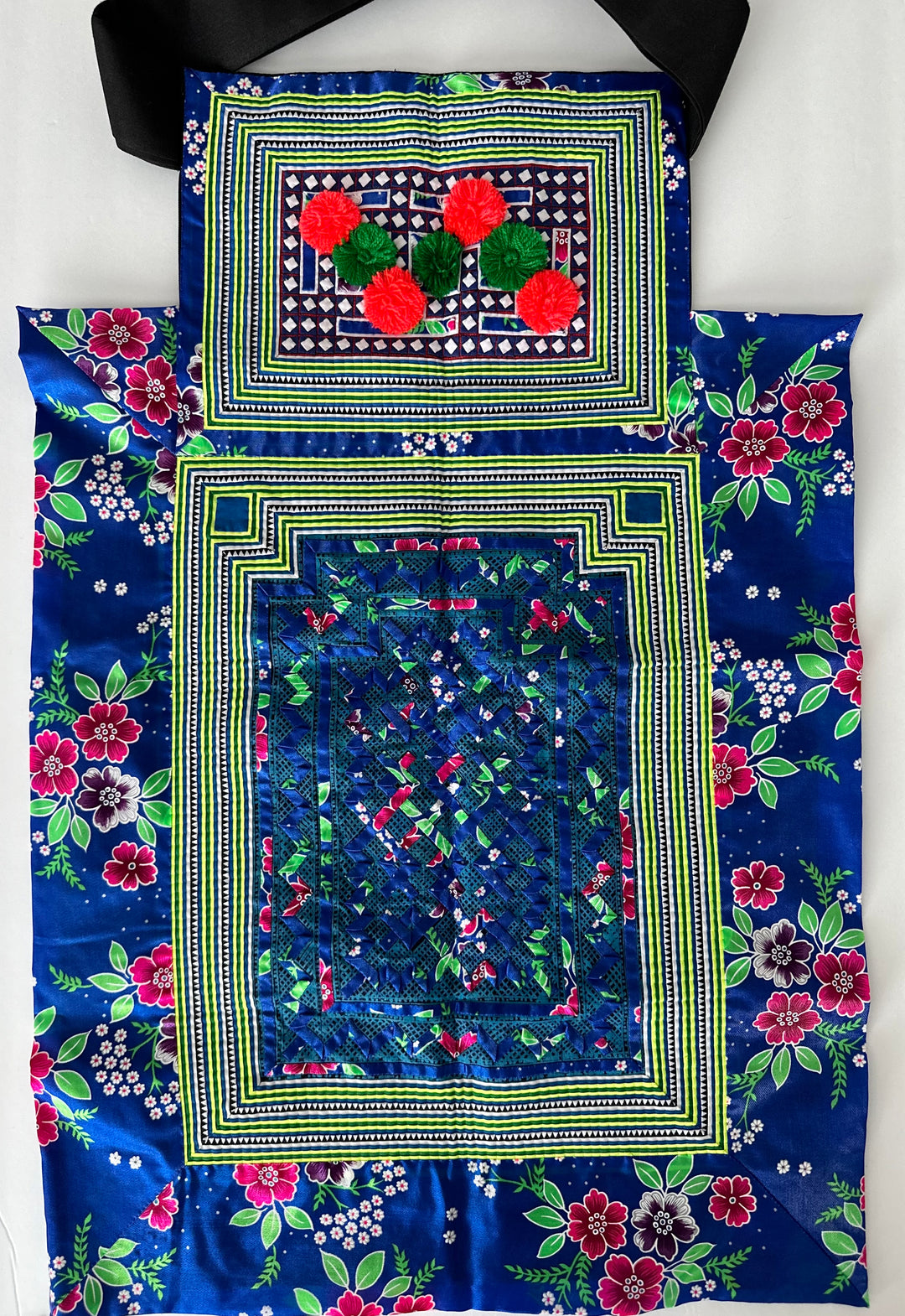 Blue Floral Lis Loos Hmong Baby Carrier