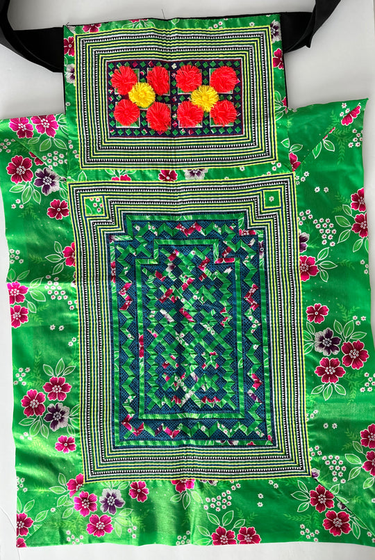 Green Floral Hmong Baby Carrier