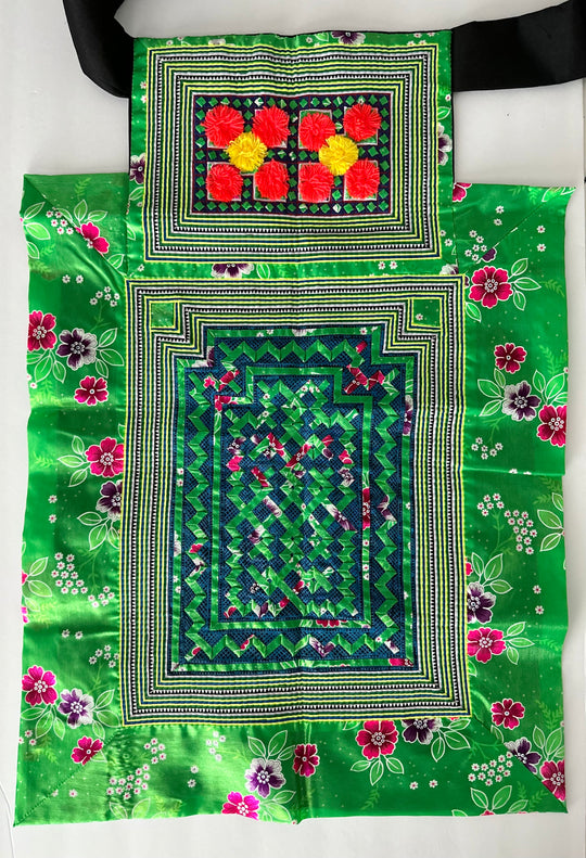 Green Floral Hmong Baby Carrier