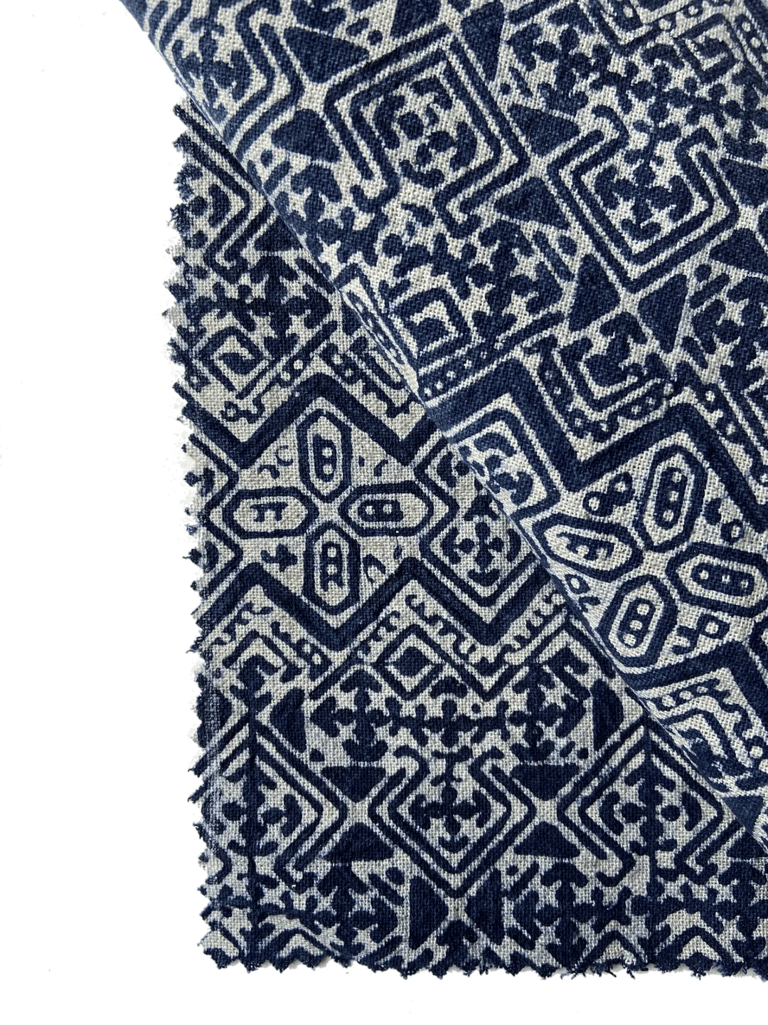 The Rocky Batik Fabric in blue zoomed in edge