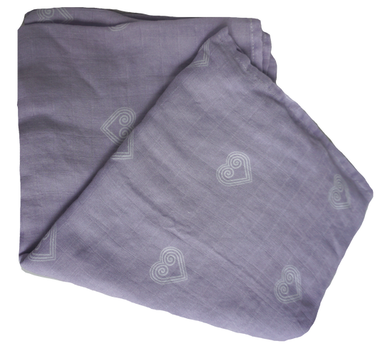 The lavender muslin swaddle is easy to fold and takes up very minimal spacing.