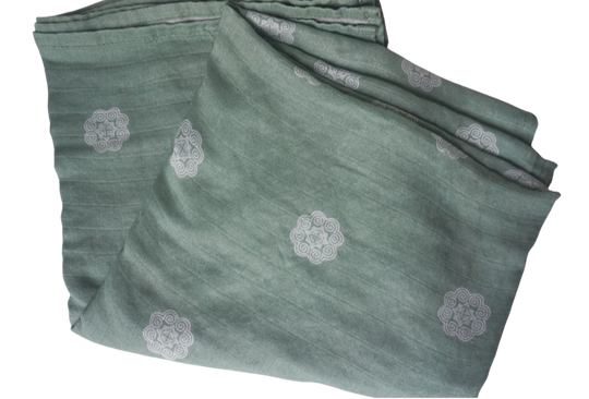 Don't hesitate to take the sage green elephant print muslin swaddle where ever your adventure takes you. It's lightweight and the perfect blend to keep you warm, yet cool to the touch.
